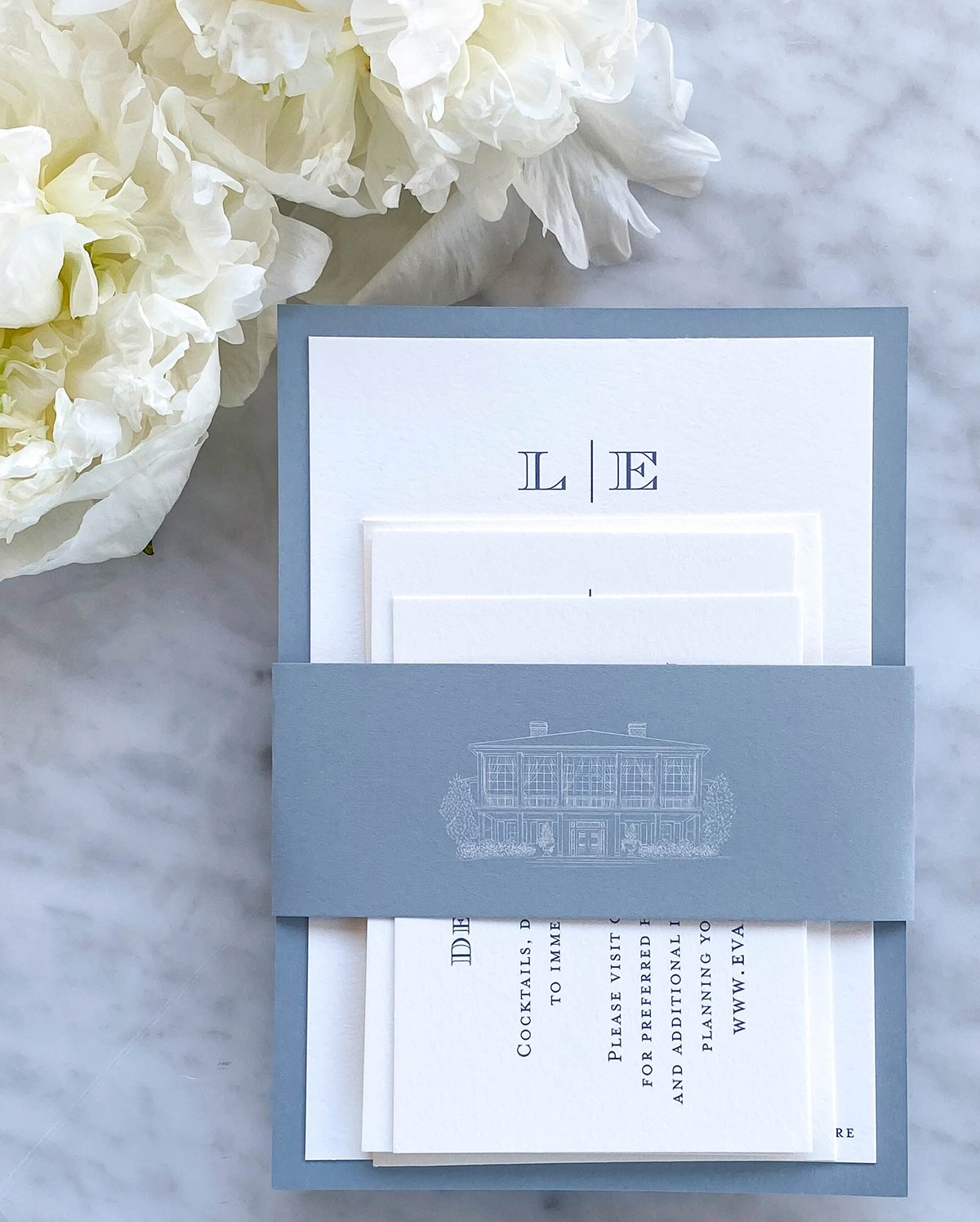 Classic Monogram Letterpress Wedding Invitation - Scotti Cline Designs