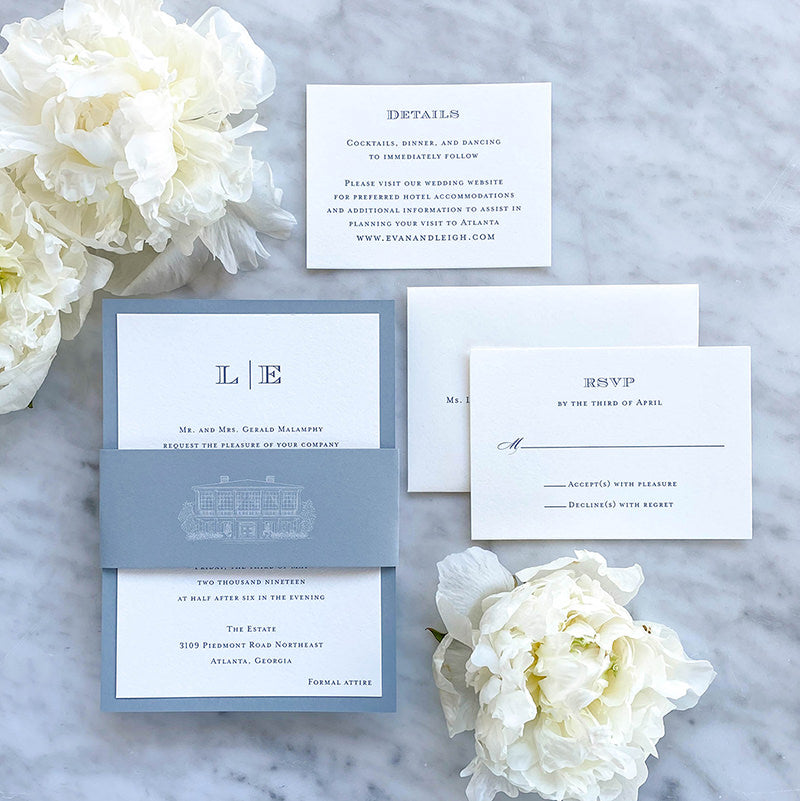 Simple Monogram Wedding Invitation by Scotti Cline Designs