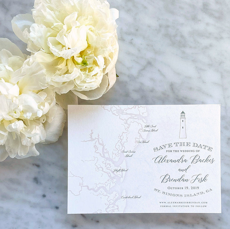 Saint Simons Island Map Save the Date by Scotti Cline Designs