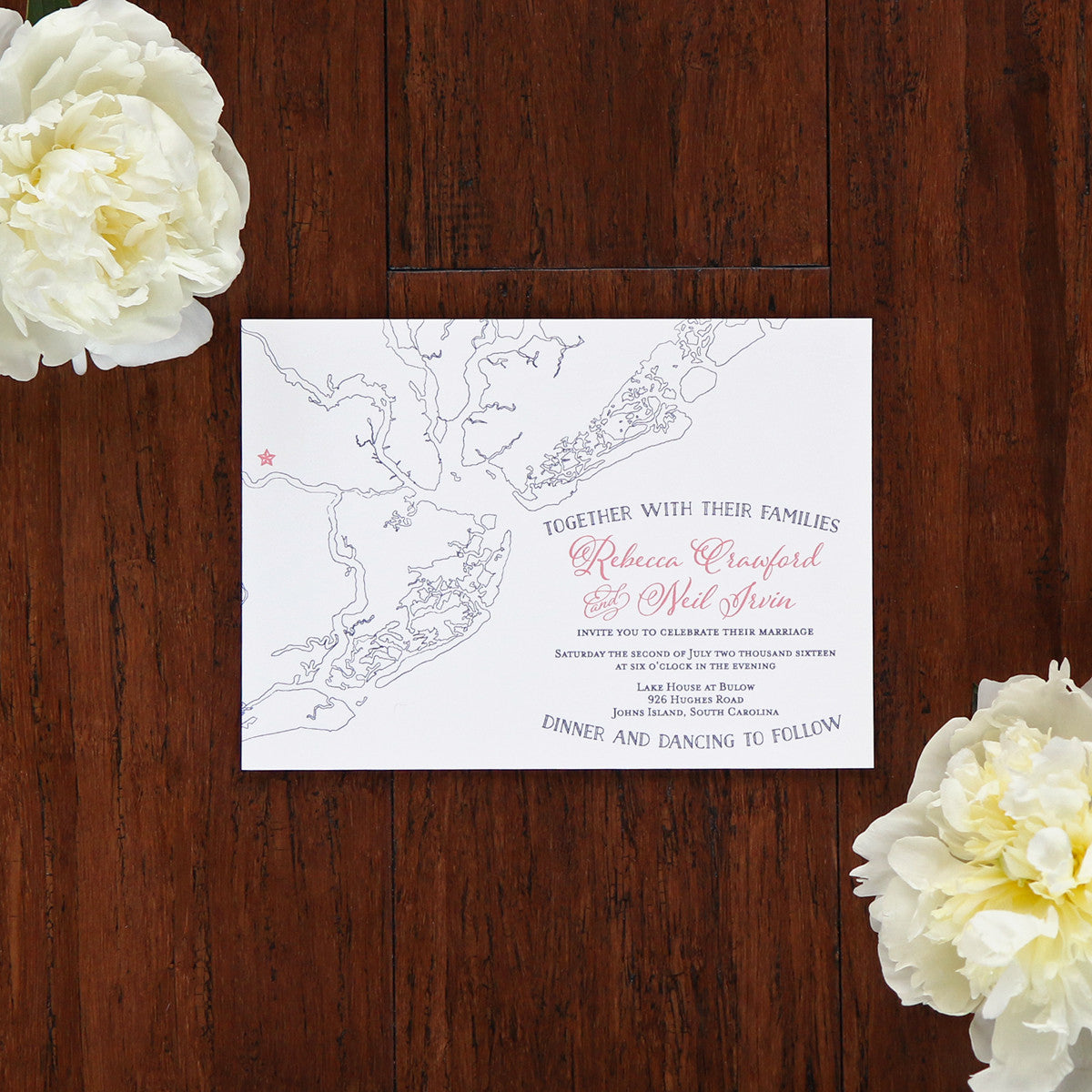 Charleston Outline Map Wedding Invitation by Scotti Cline Designs