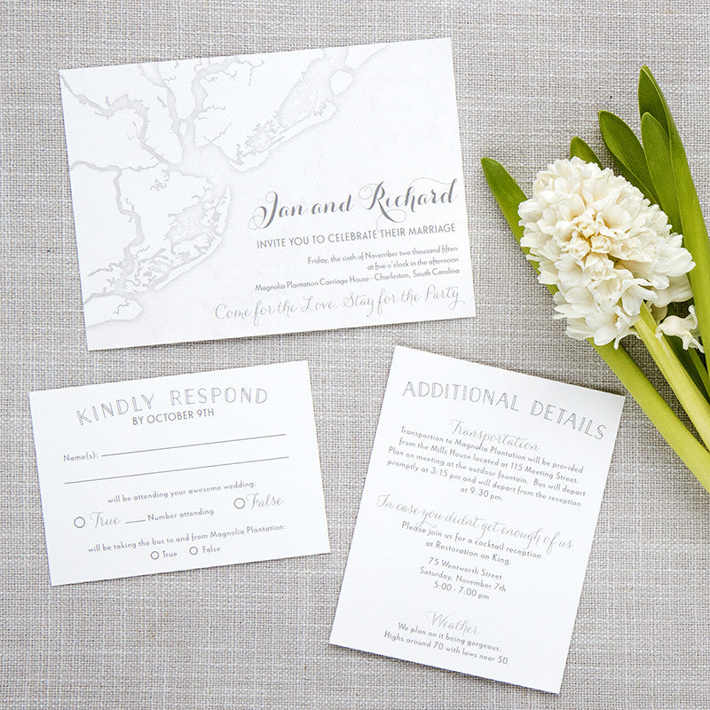 Charleston Area Map Wedding Invitation by Scotti Cline Designs
