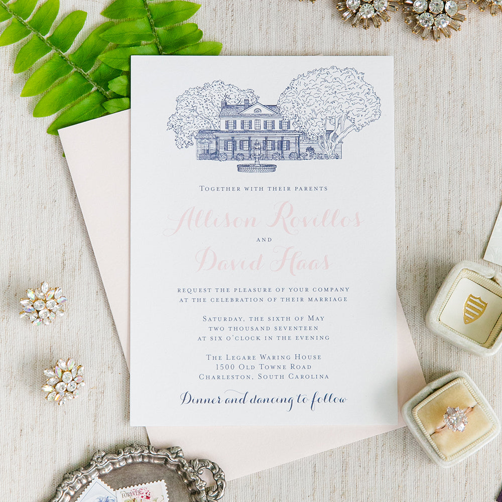Legare Waring House Wedding Invitation in Charleston, SC by Scotti Cline Designs  -  Photo by Dana Cubbage Weddings