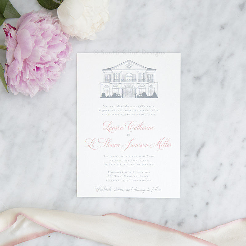 Lowndes Grove Wedding Invitation by Scotti Cline Designs