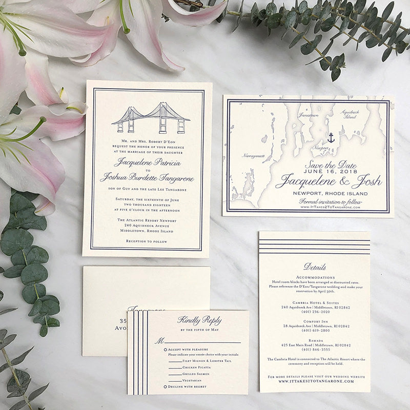 Newport Bridge Wedding Invitation by Scotti Cline Designs