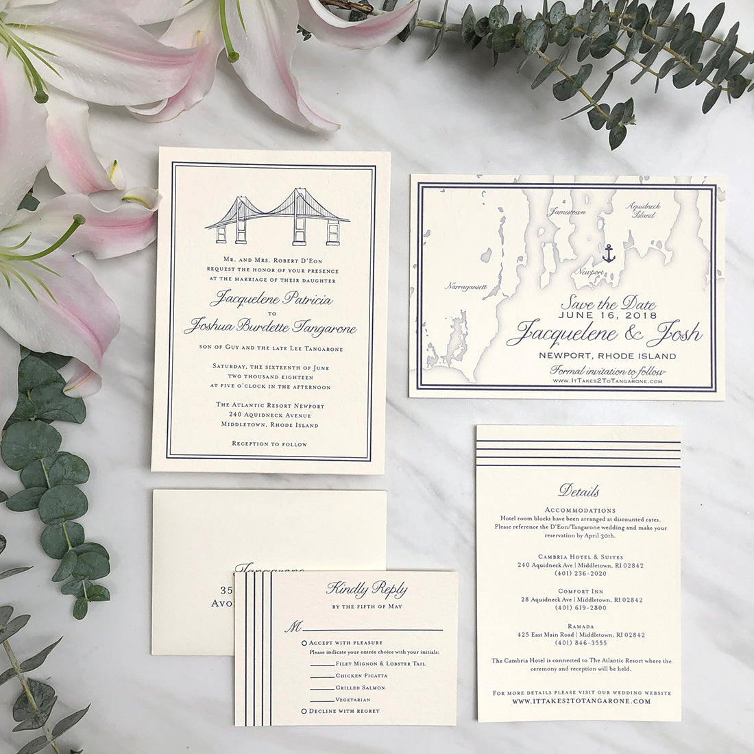 Newport Bridge Wedding Invitation