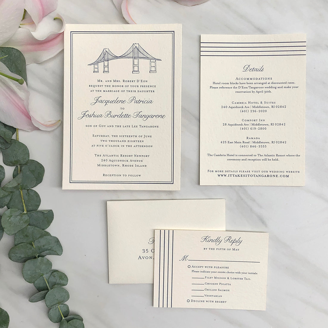 Newport Bridge Wedding Invitation