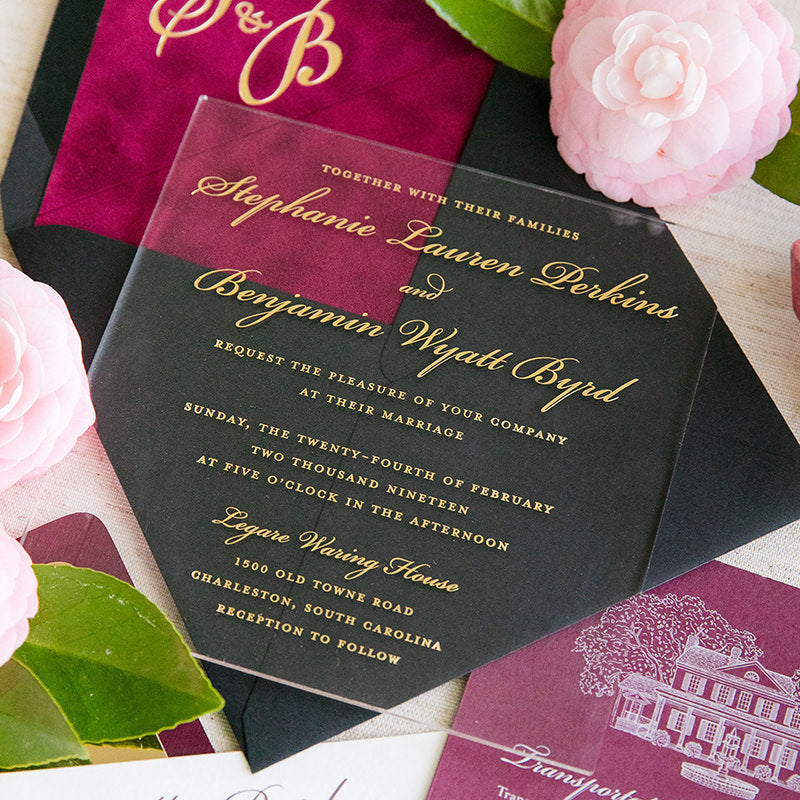 Classic Burgundy & Gold Wedding Invitations