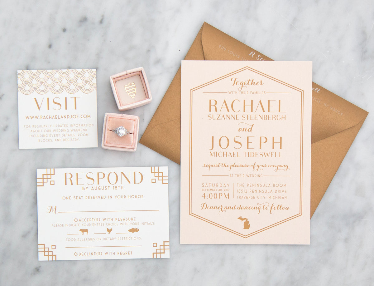 Blush Deco Wedding Invitation by Scotti Cline Designs