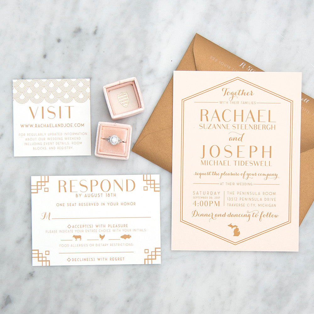 Blush Deco Wedding Invitation by Scotti Cline Designs