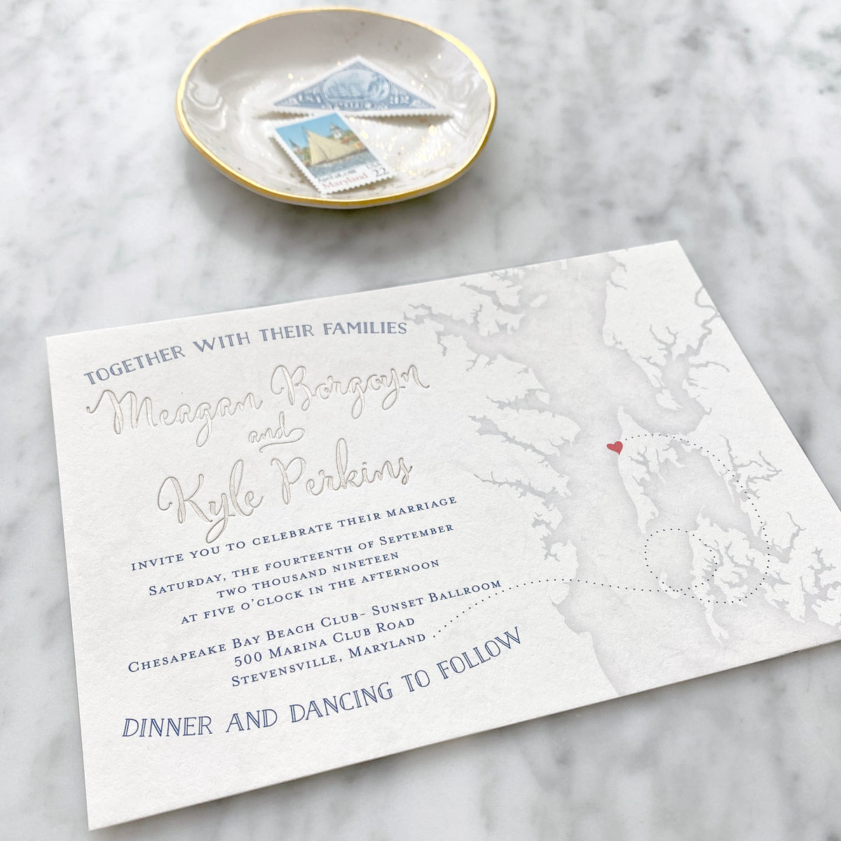 Chesapeake Bay Foil Wedding Invitation