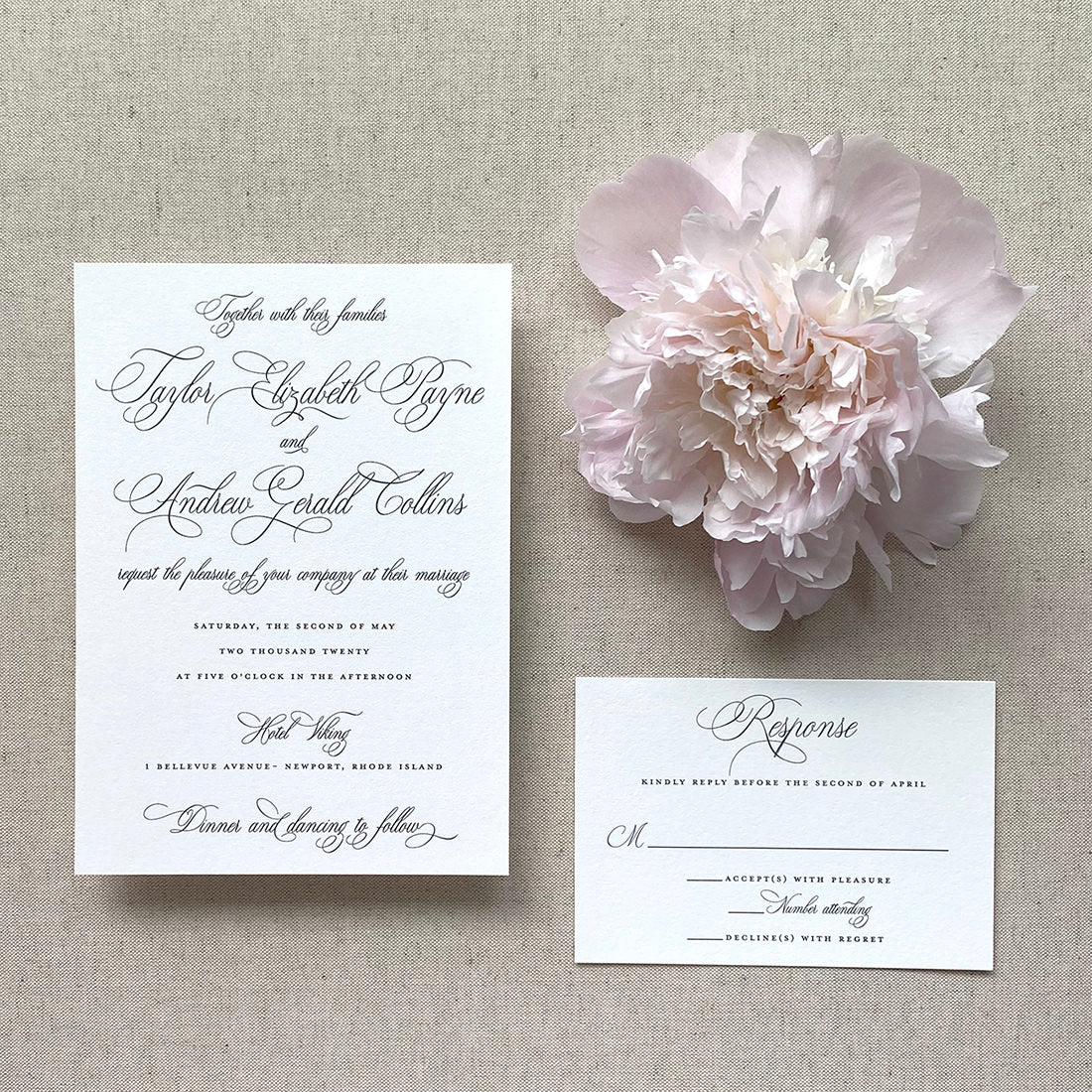 Black Script Wedding Invitation