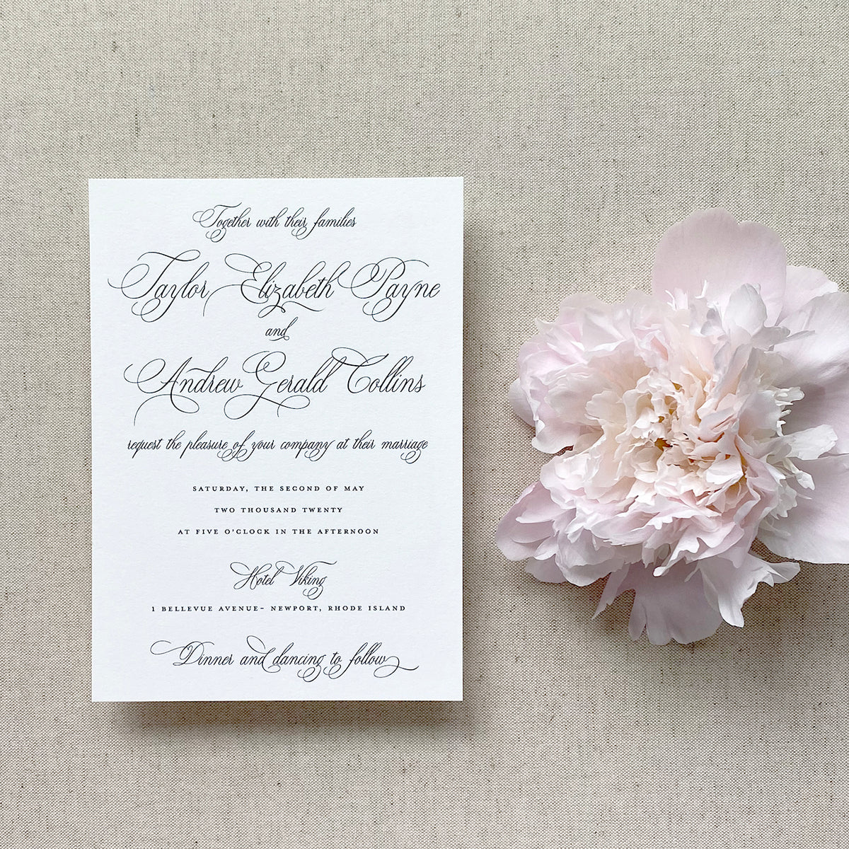 Black Script Wedding Invitation