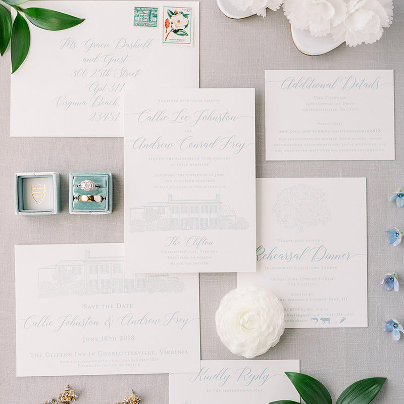 Clifton Inn Wedding Invitation by Scotti Cline Designs - photo by Audrey Rose Photography