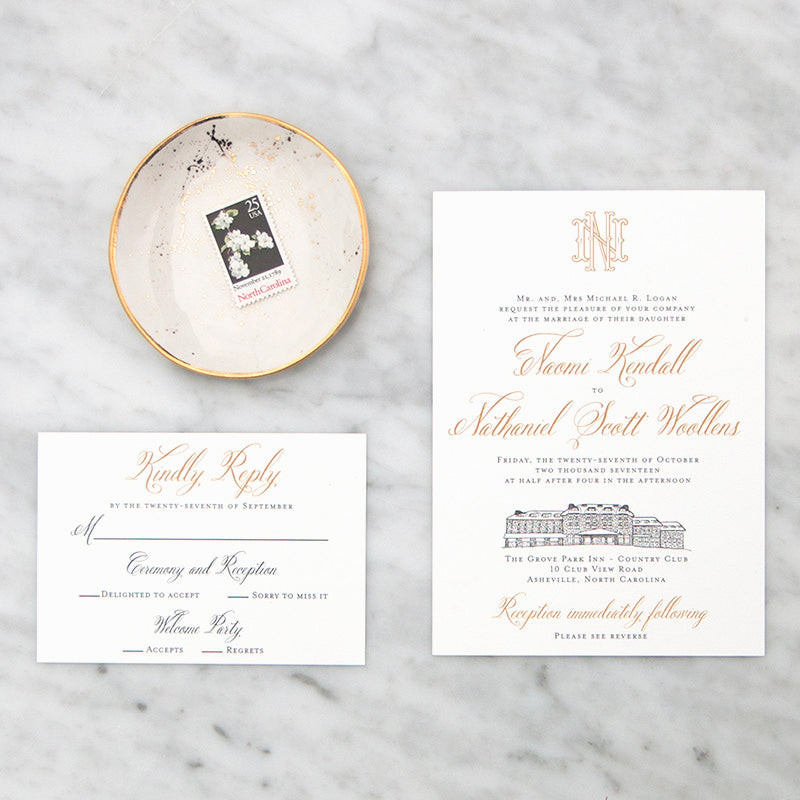 Grove Park Inn Wedding Invitation by Scotti Cline Designs