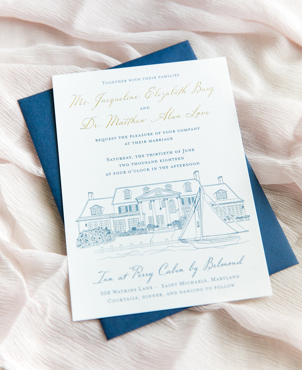 Inn at Perry Cabin Wedding Invitation by Scotti Cline Designs | Photo by Dana Cubbage Weddings