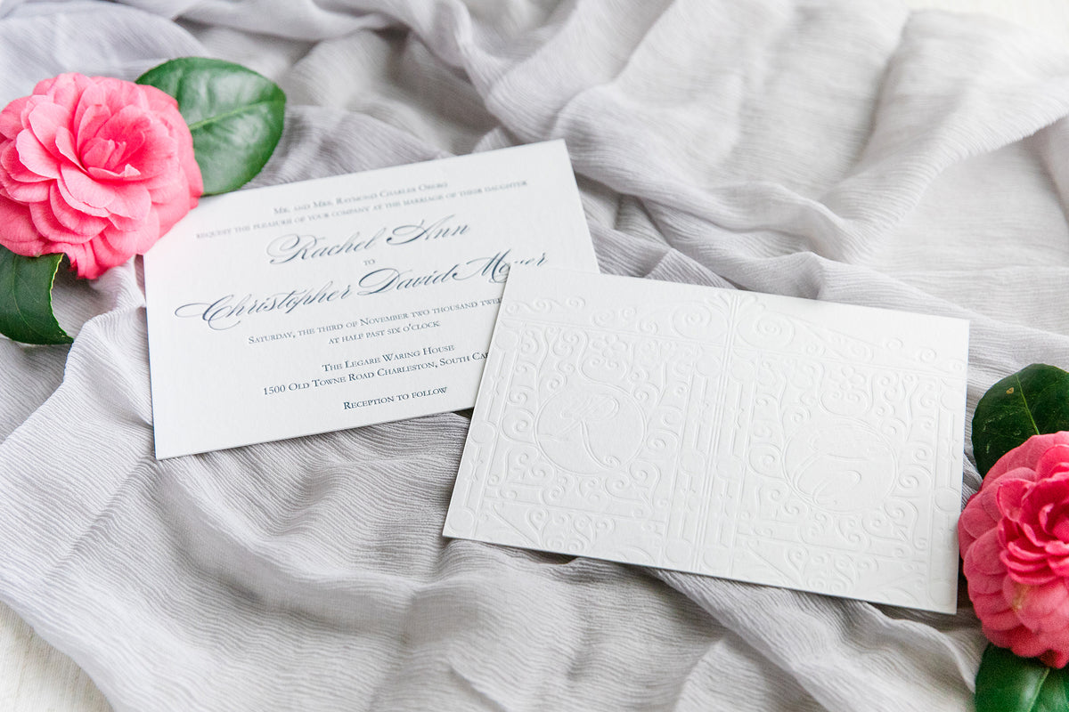 Legare Waring House Gates Letterpress Wedding Invitations by Scotti Cline Designs | Photos by Dana Cubbage Weddings