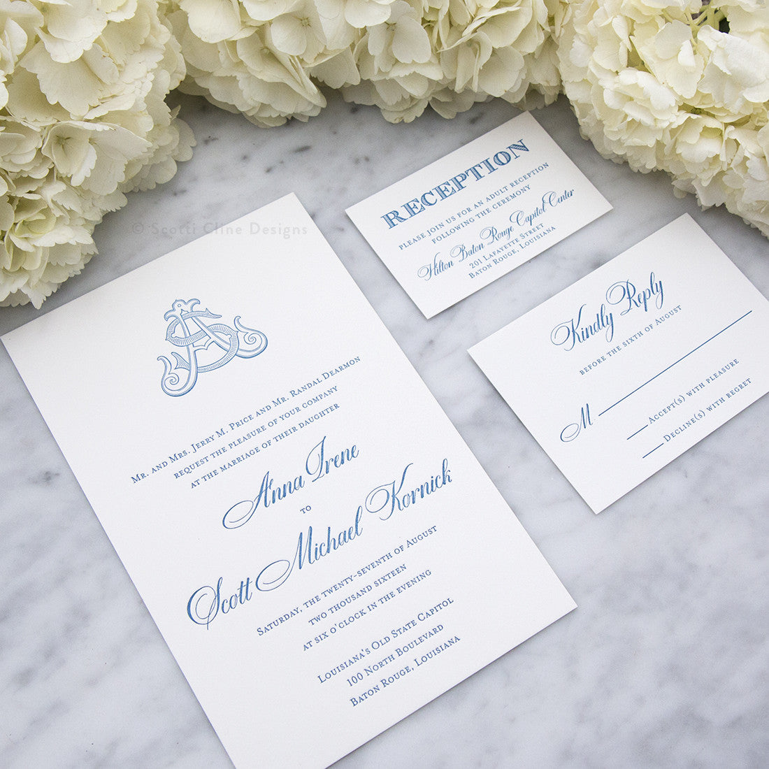Monogram Letterpress Wedding Invitation