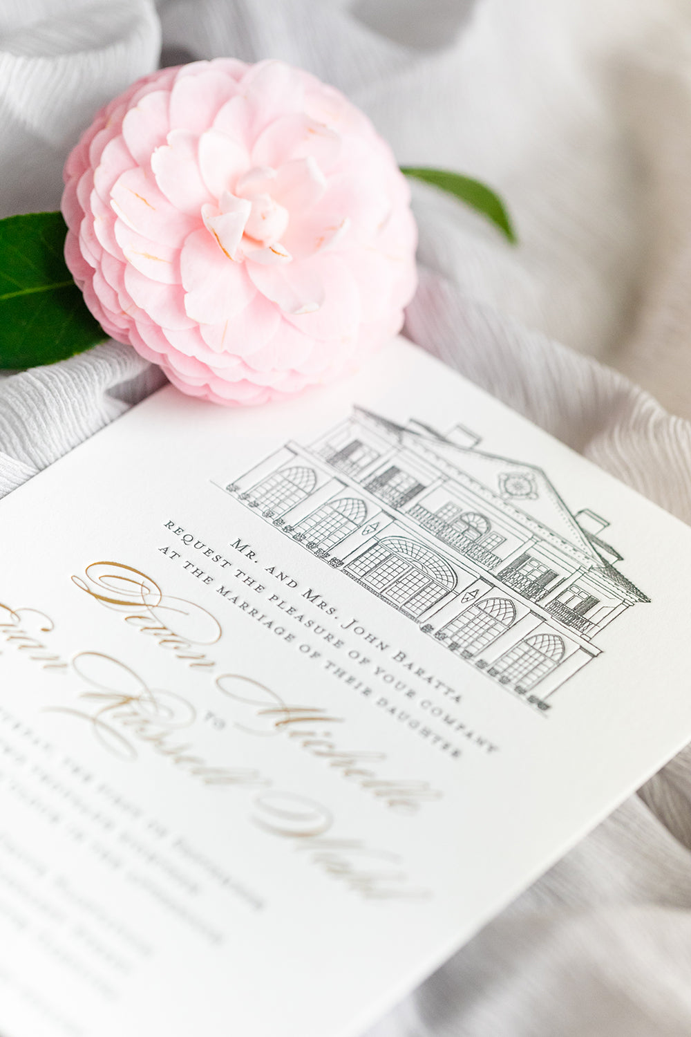 Letterpress Lowndes Grove Invitation by Scotti Cline Designs | Photo by Dana Cubbage Weddings