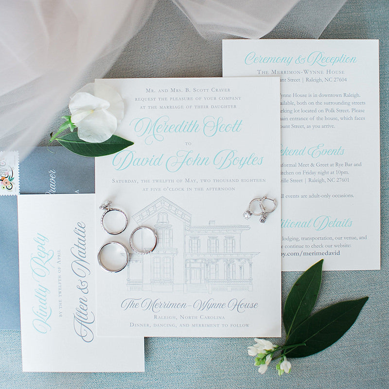 Merrimon-Wynne Wedding Invitation by Scotti Cline Designs | photo by Alaina Ronquillo