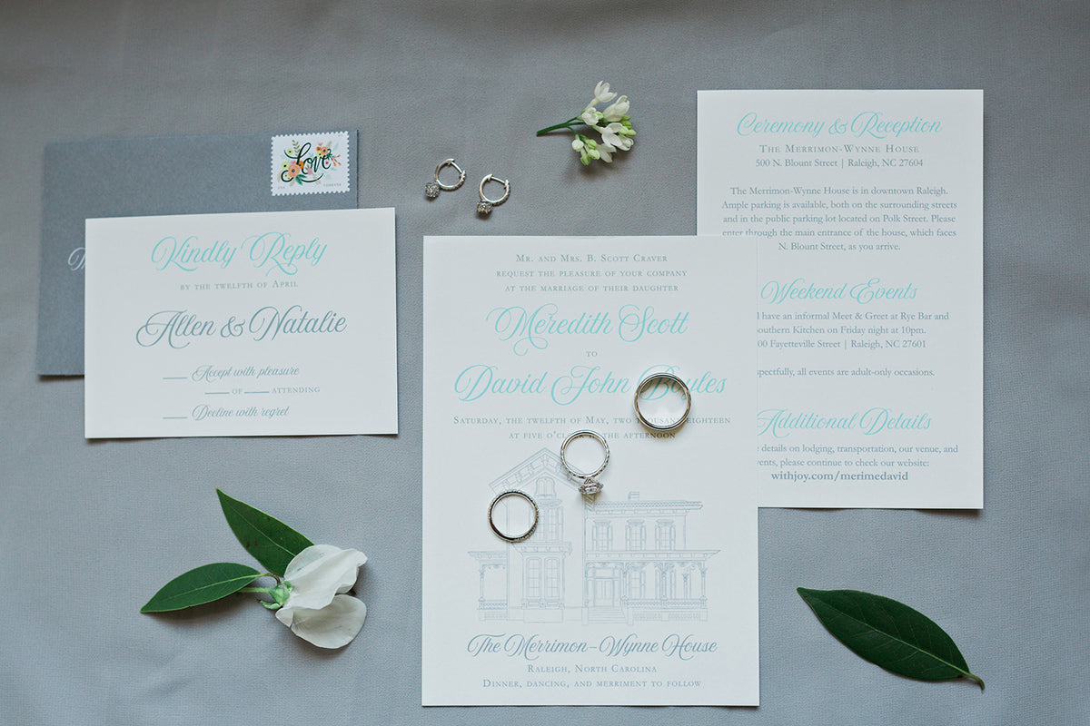 Merrimon-Wynne Wedding Invitation by Scotti Cline Designs | photo by Alaina Ronquillo
