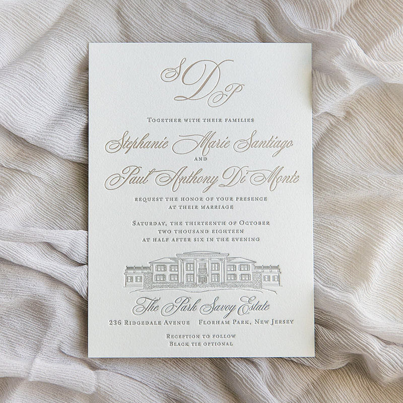 Park Savoy Estate Letterpress Wedding Invitation by Scotti Cline Designs | Photo by Dana Cubbage Weddings