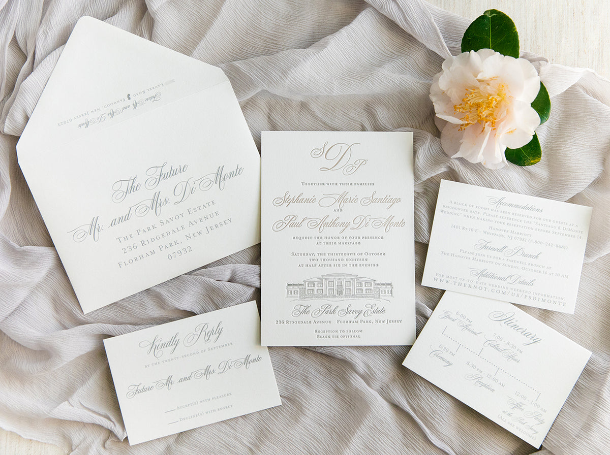 Park Savoy Estate Letterpress Wedding Invitation by Scotti Cline Designs | Photo by Dana Cubbage Weddings