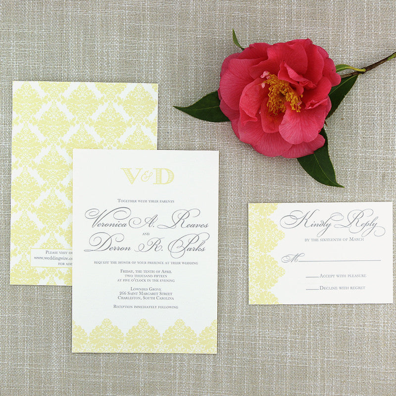 Dusty Blue Monogram Wedding Invitation - Scotti Cline Designs